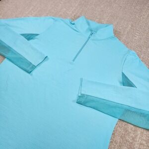 IBKUL Sweatshirt Women Large Blue 1/4 Zip Quick Dry Cooling UPF Vented Tennis